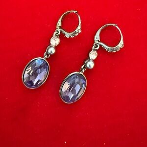 Elegant Silver and Purple Drop Earrings